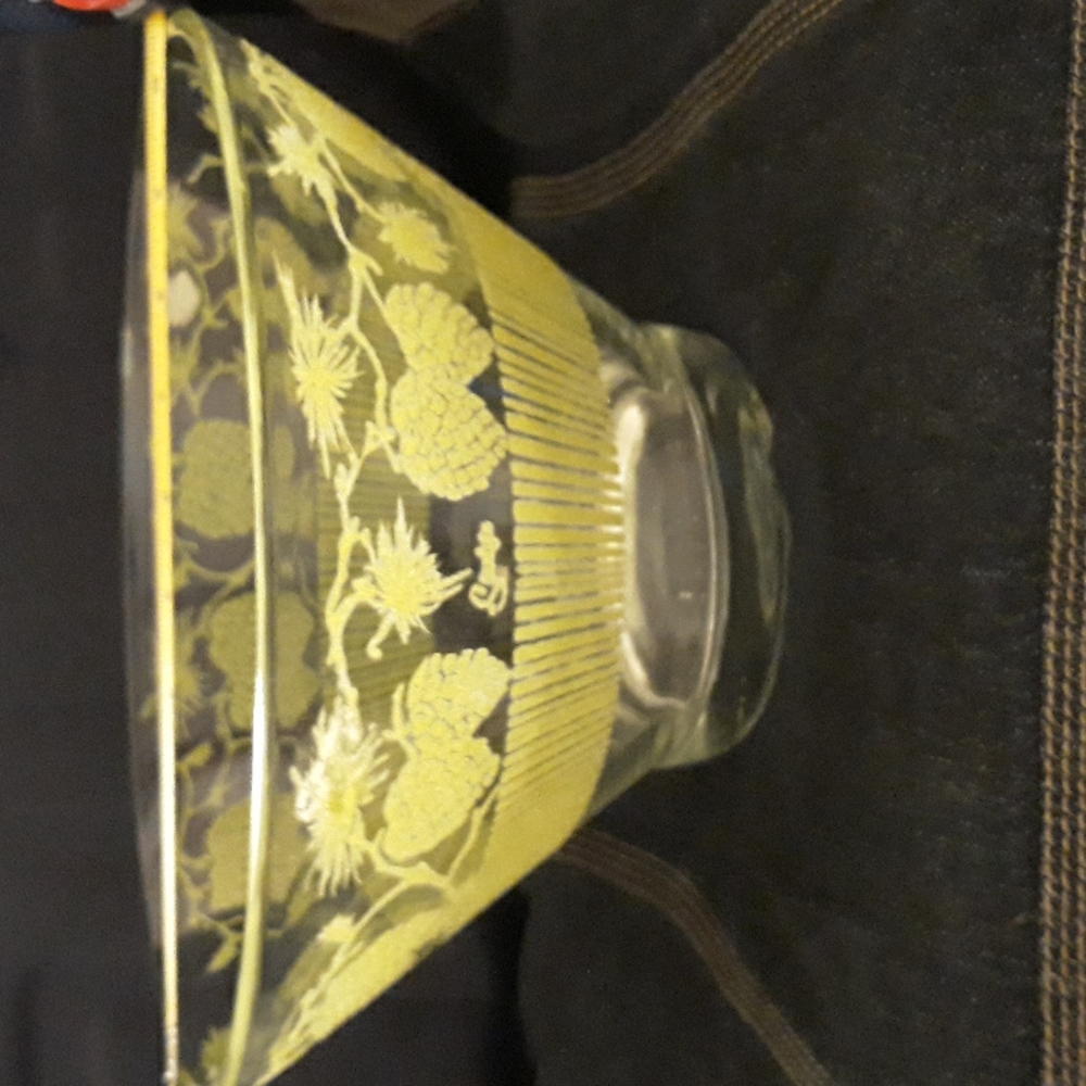 Vintage Starlyte Serving Bowl Lime Green Flocked Pine Cone Pattern